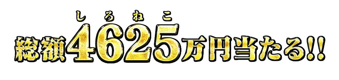 総額4625(しろねこ)万円当たる!!